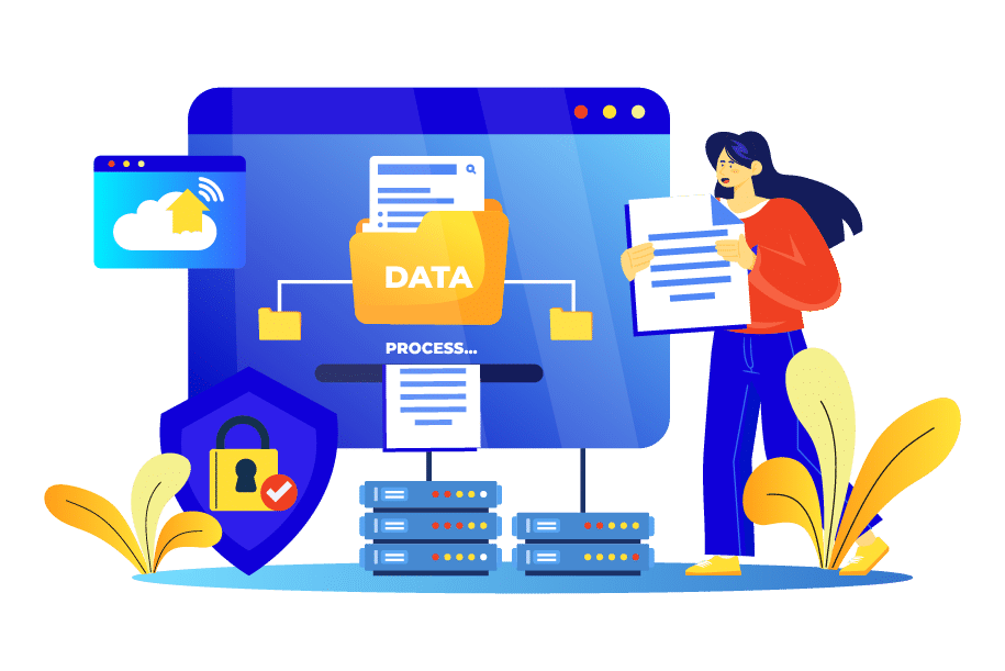 Illustration d'une personne qui gère des datas